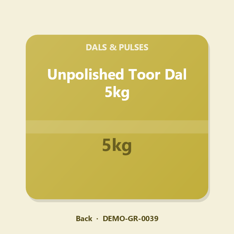 Unpolished Toor Dal 5kg - Back