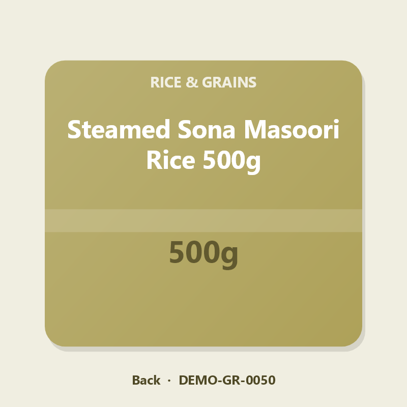 Steamed Sona Masoori Rice 500g - Back