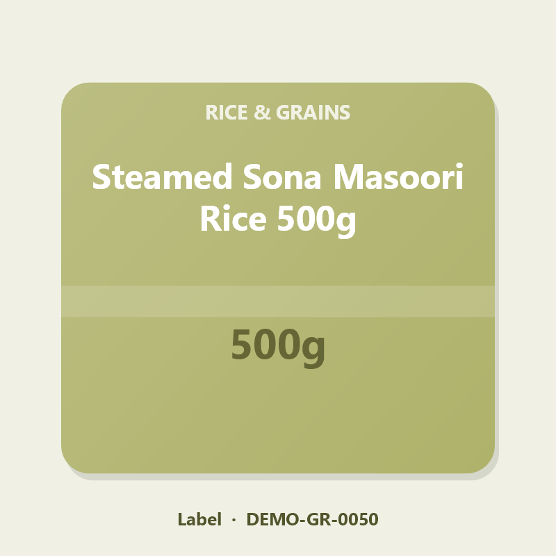 Steamed Sona Masoori Rice 500g - Label