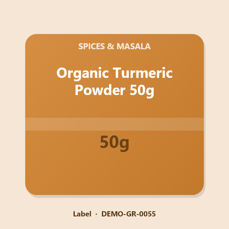 Organic Turmeric Powder 50g - Label