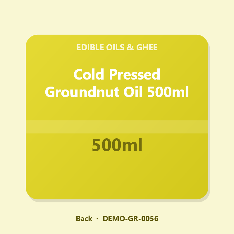 Cold Pressed Groundnut Oil 500ml - Back