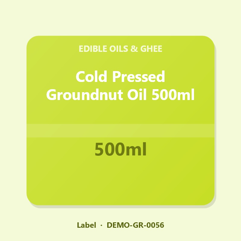 Cold Pressed Groundnut Oil 500ml - Label