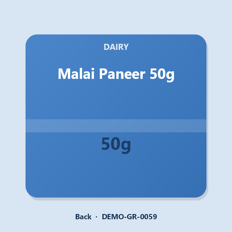 Malai Paneer 50g - Back