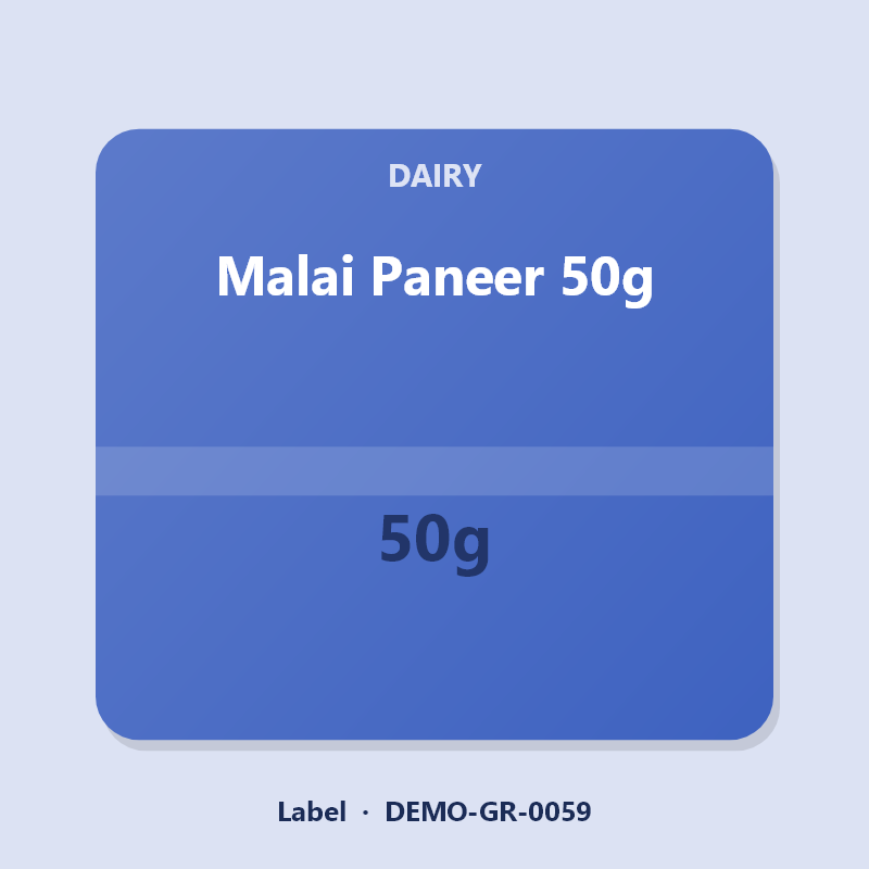 Malai Paneer 50g - Label