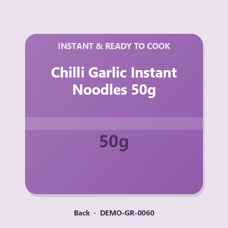 Chilli Garlic Instant Noodles 50g - Back
