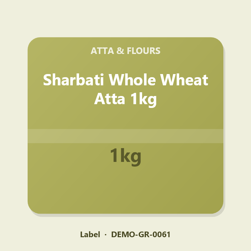 Sharbati Whole Wheat Atta 1kg - Label