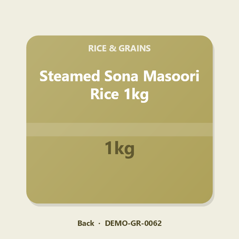 Steamed Sona Masoori Rice 1kg - Back