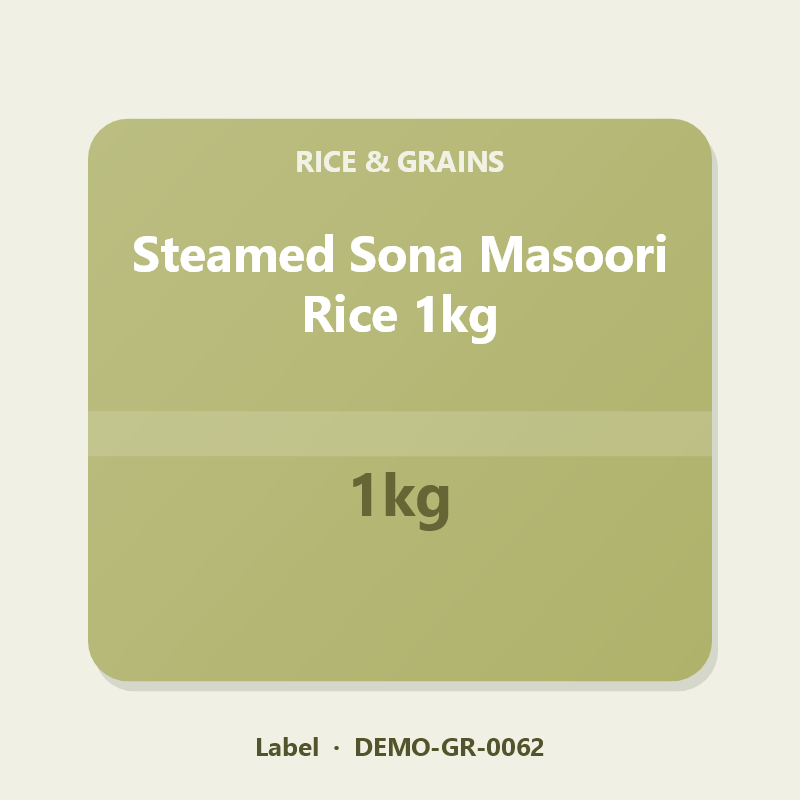 Steamed Sona Masoori Rice 1kg - Label