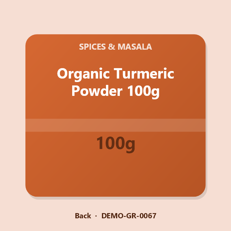 Organic Turmeric Powder 100g - Back