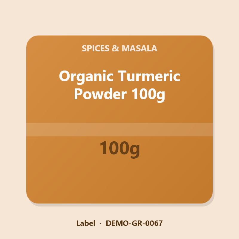 Organic Turmeric Powder 100g - Label
