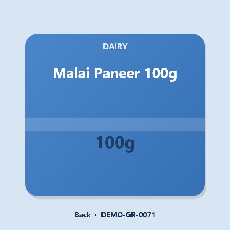 Malai Paneer 100g - Back