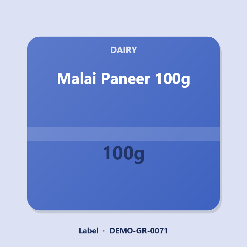 Malai Paneer 100g - Label