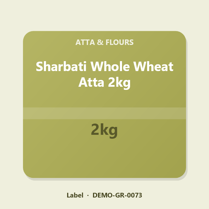 Sharbati Whole Wheat Atta 2kg - Label