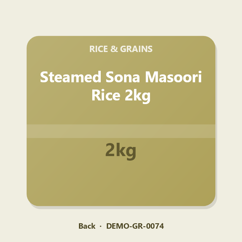 Steamed Sona Masoori Rice 2kg - Back