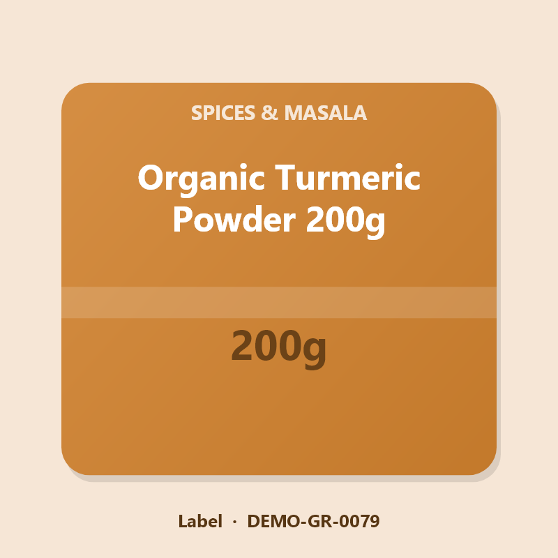 Organic Turmeric Powder 200g - Label