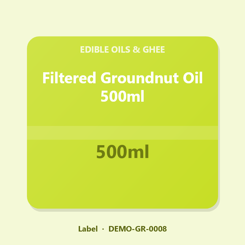 Filtered Groundnut Oil 500ml - Label