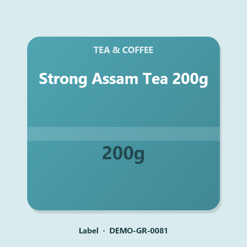 Strong Assam Tea 200g - Label