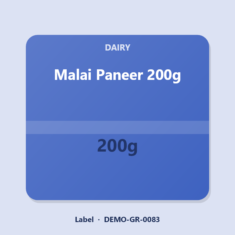 Malai Paneer 200g - Label