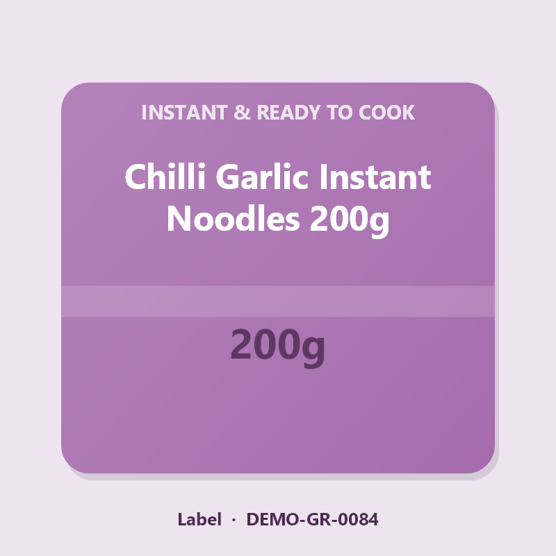 Chilli Garlic Instant Noodles 200g - Label