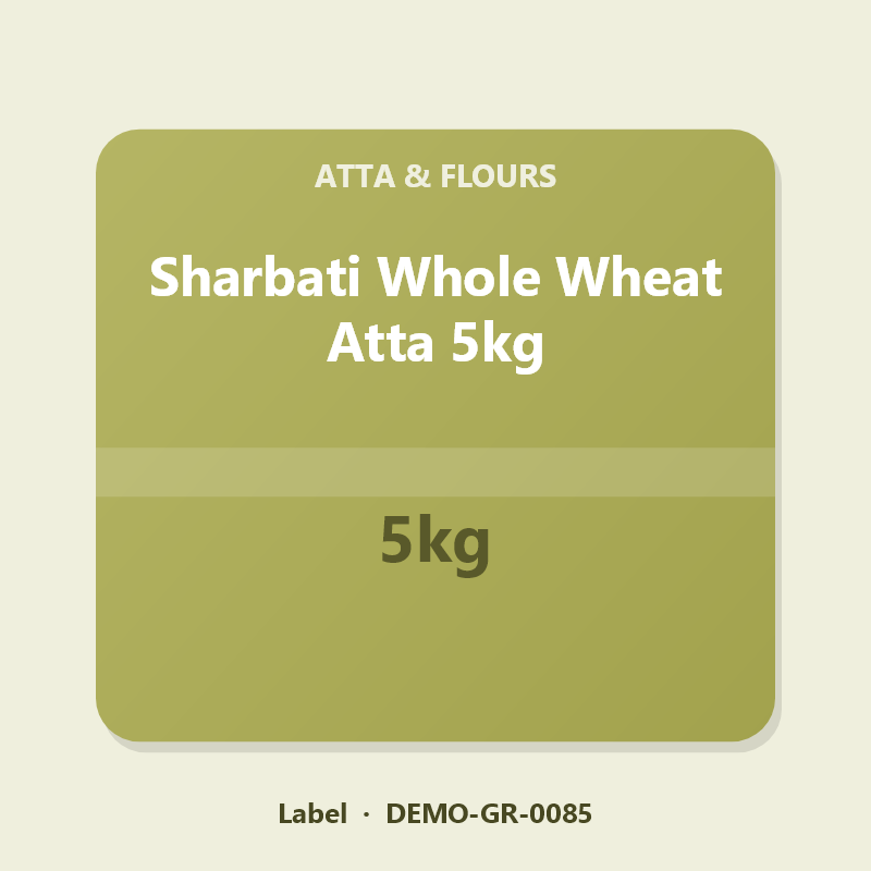 Sharbati Whole Wheat Atta 5kg - Label