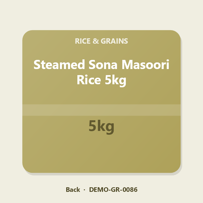 Steamed Sona Masoori Rice 5kg - Back