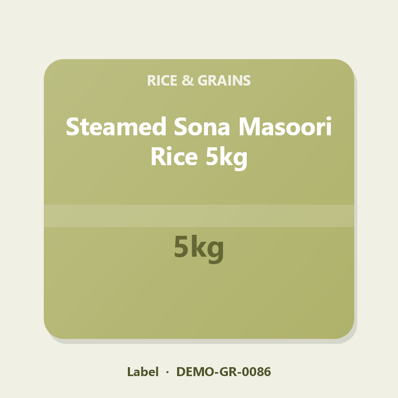 Steamed Sona Masoori Rice 5kg - Label