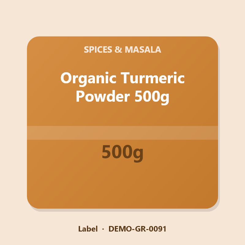 Organic Turmeric Powder 500g - Label
