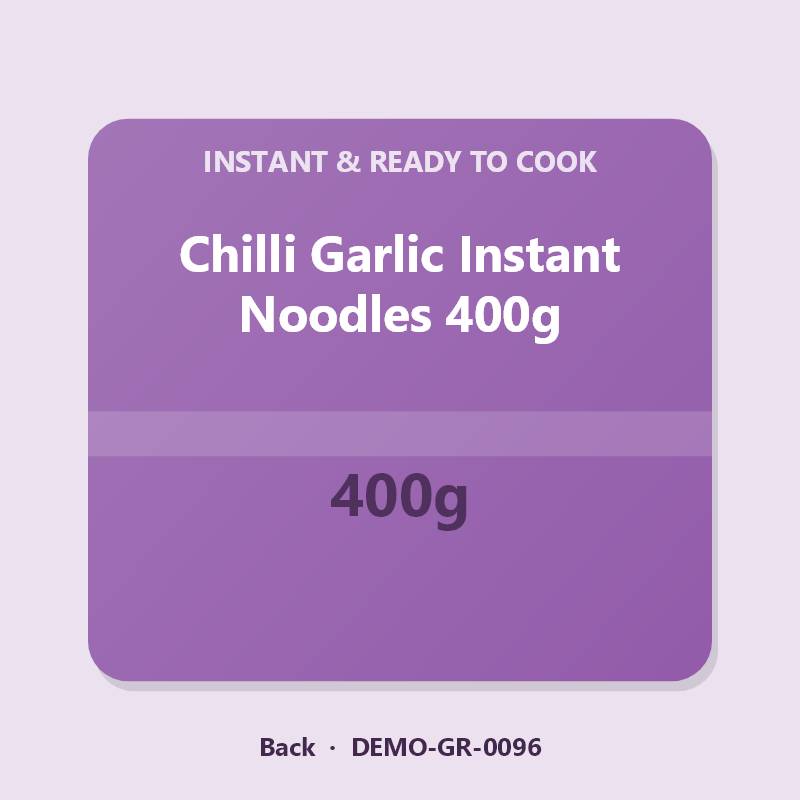 Chilli Garlic Instant Noodles 400g - Back