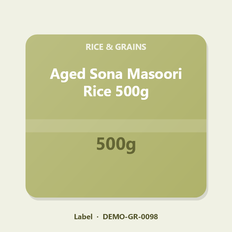 Aged Sona Masoori Rice 500g - Label