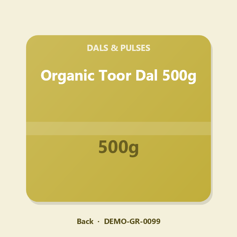 Organic Toor Dal 500g - Back