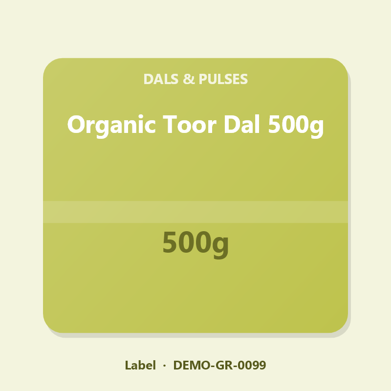 Organic Toor Dal 500g - Label