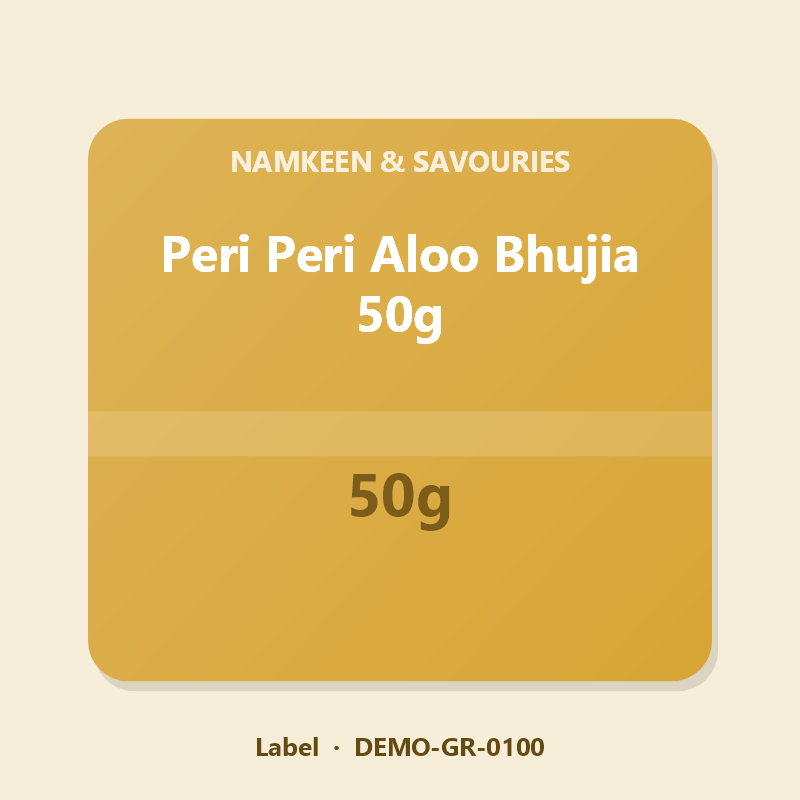 Peri Peri Aloo Bhujia 50g - Label