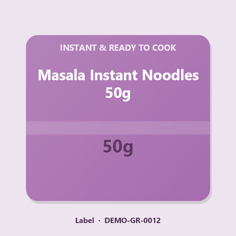 Masala Instant Noodles 50g - Label