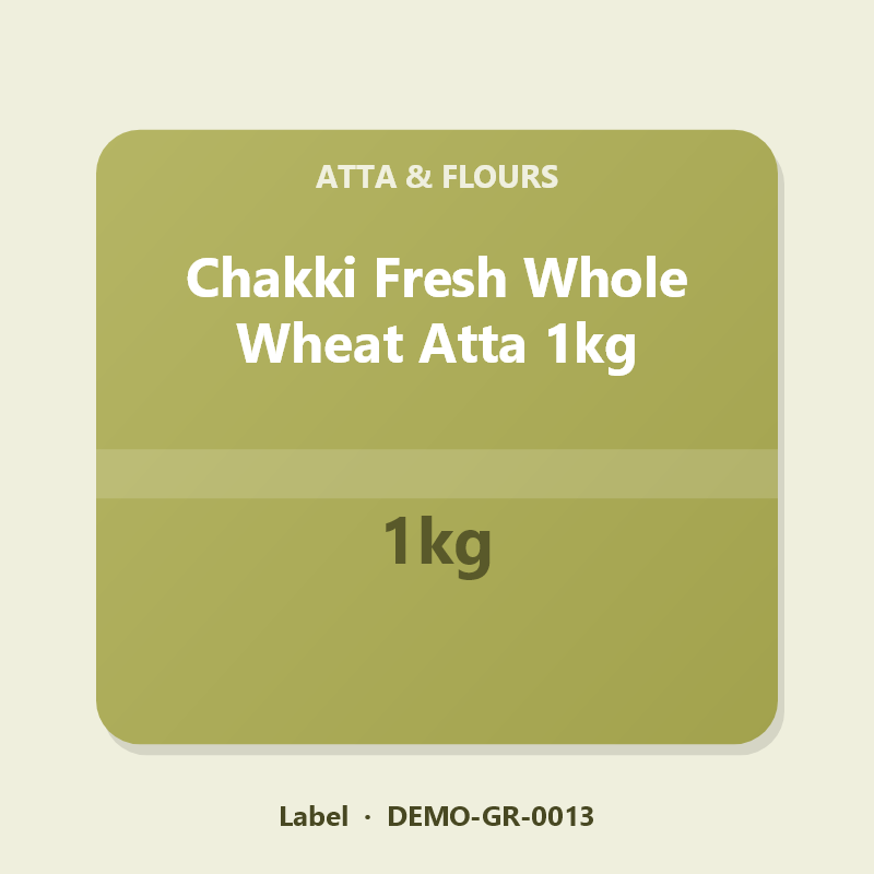 Chakki Fresh Whole Wheat Atta 1kg - Label