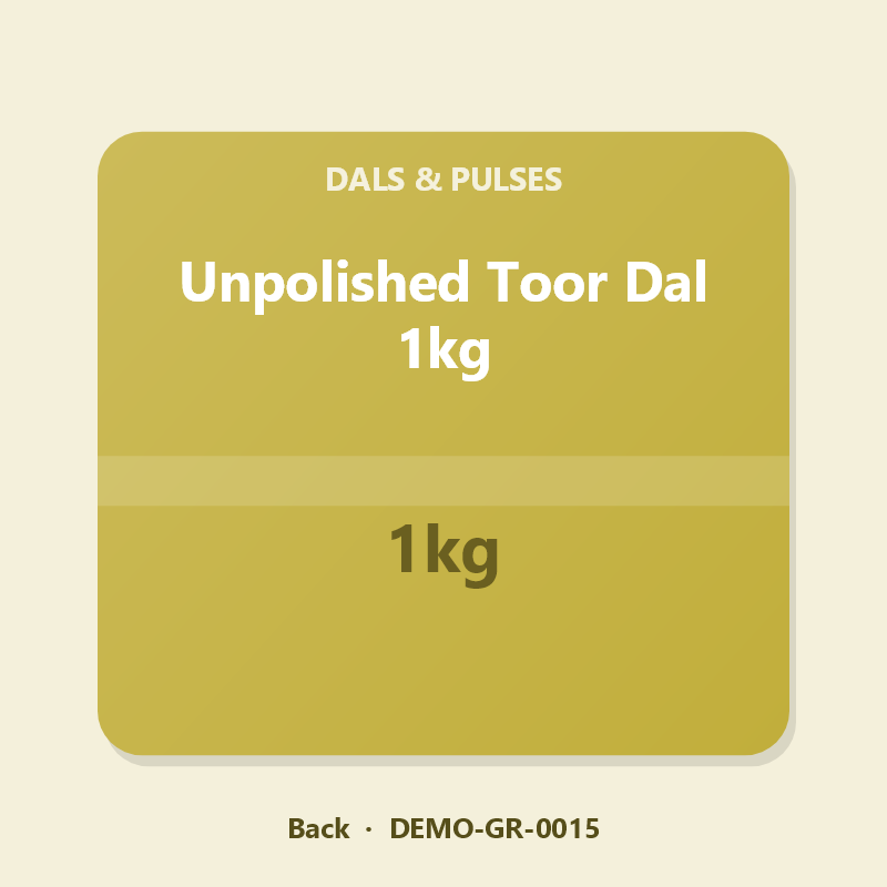 Unpolished Toor Dal 1kg - Back