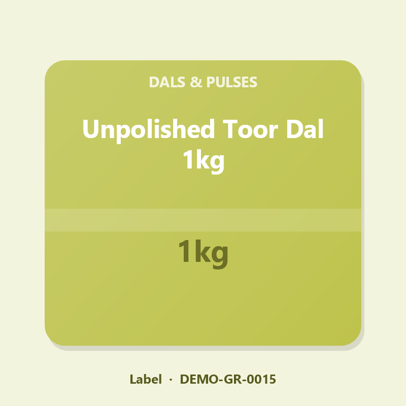 Unpolished Toor Dal 1kg - Label