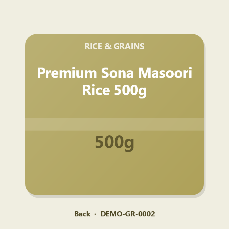 Premium Sona Masoori Rice 500g - Back