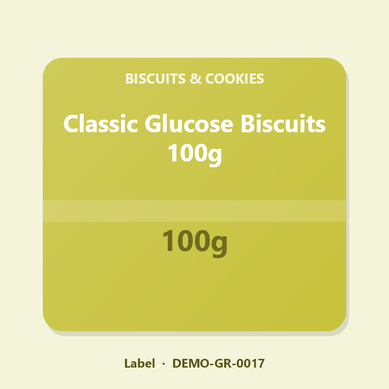 Classic Glucose Biscuits 100g - Label