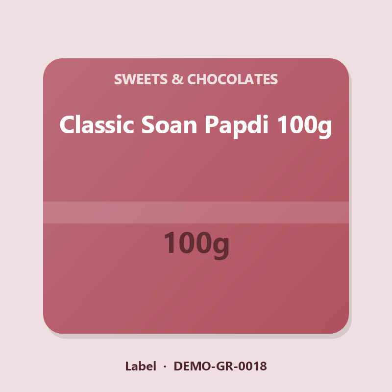 Classic Soan Papdi 100g - Label