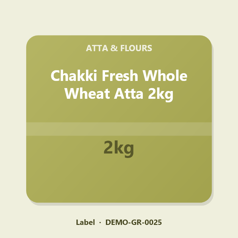 Chakki Fresh Whole Wheat Atta 2kg - Label