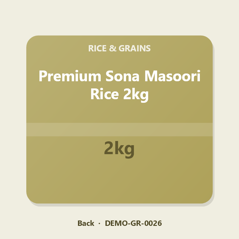 Premium Sona Masoori Rice 2kg - Back