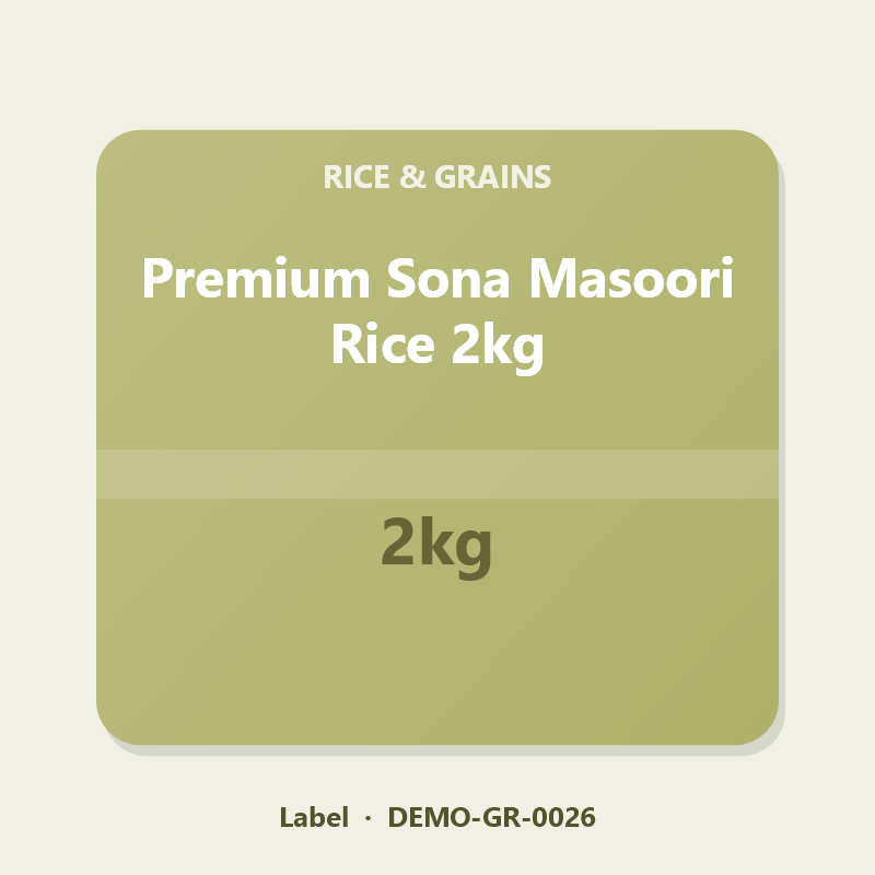 Premium Sona Masoori Rice 2kg - Label
