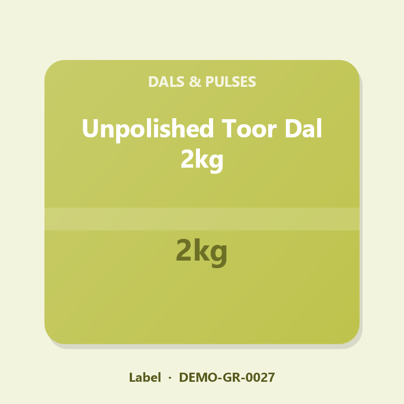 Unpolished Toor Dal 2kg - Label
